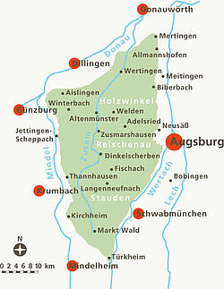 schematische Karte Naturpark Augsburg - Westliche Wälder